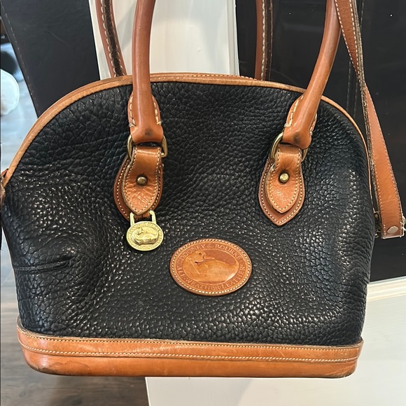 Dooney & Bourke Handbags - Dooney & Bourke Black and Tan Leather Satchel